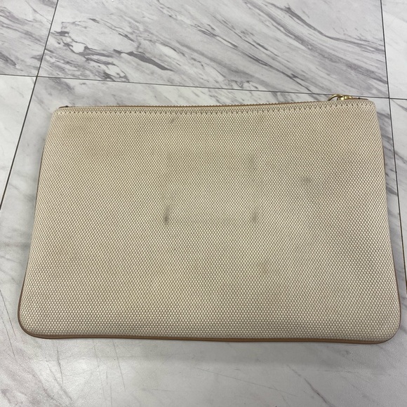 Coach Beige Canvas Zip Pouch with Leather Trim - Picture 3 of 4